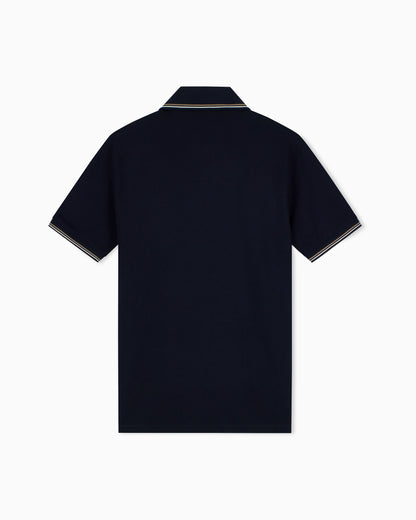 Slim-fit stretch piqué polo shirt with micro eagle