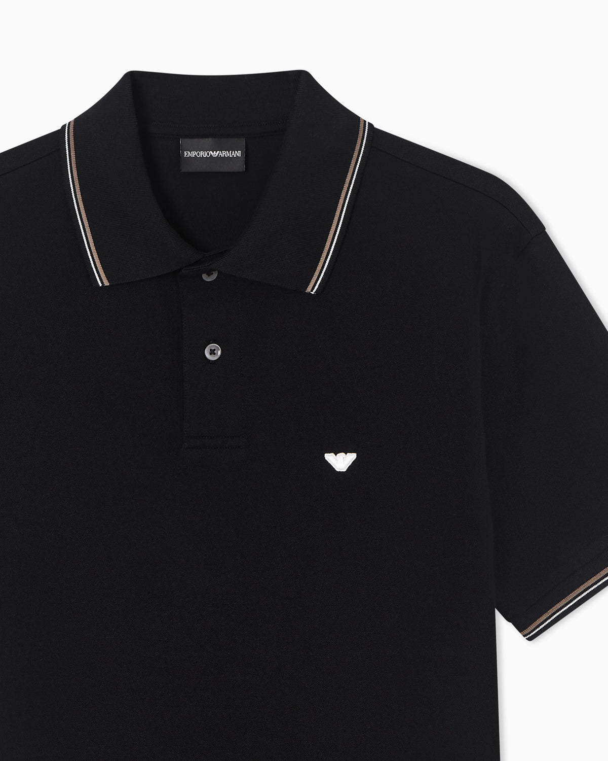 Slim-fit stretch piqué polo shirt with micro eagle
