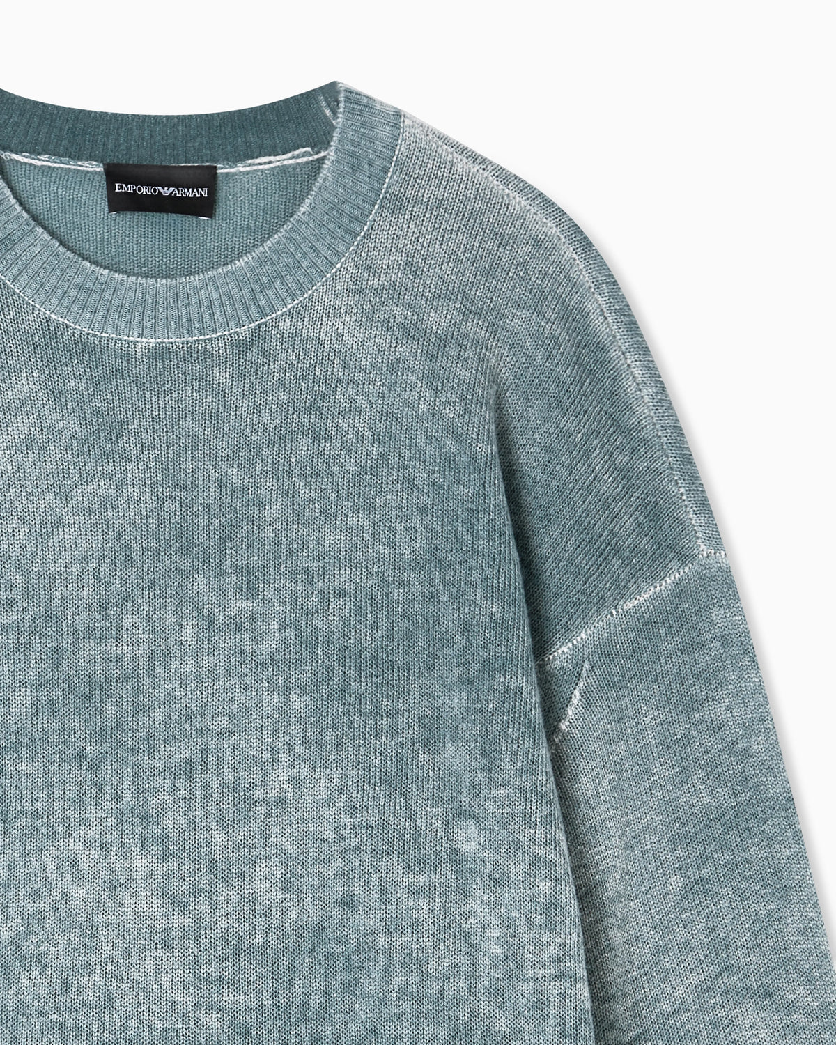 Printed, plain-knit virgin wool jumper