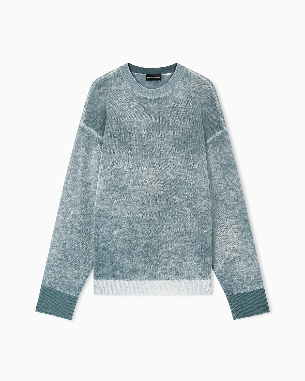 Printed, plain-knit virgin wool jumper
