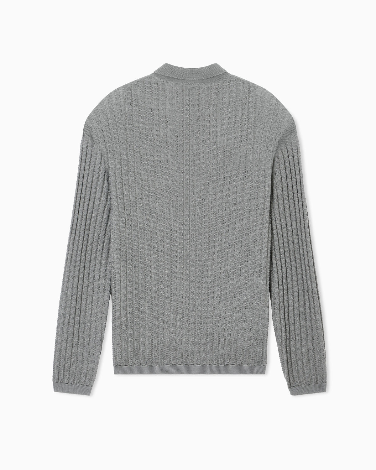 Wool and Lyocell-blend polo collar jumper in a patterned stitch