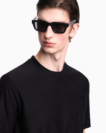 Jersey jacquard T-shirt with all-over motif