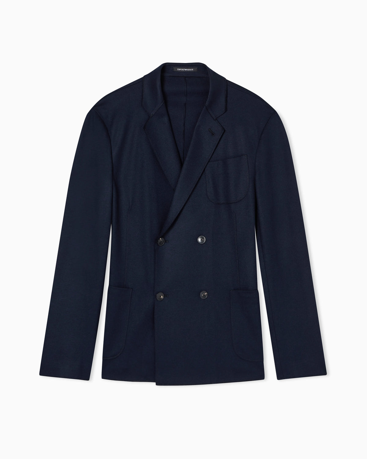 Double-breasted blazer in ultra-lightweight compact wool jersey