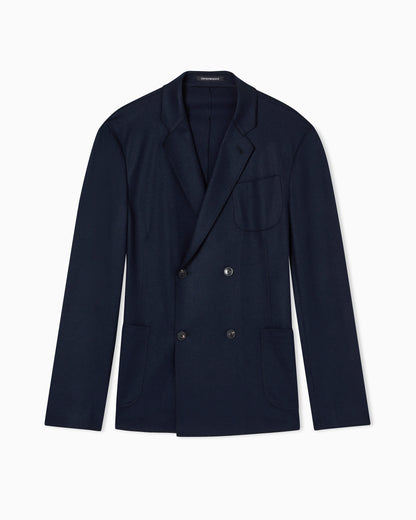 Double-breasted blazer in ultra-lightweight compact wool jersey