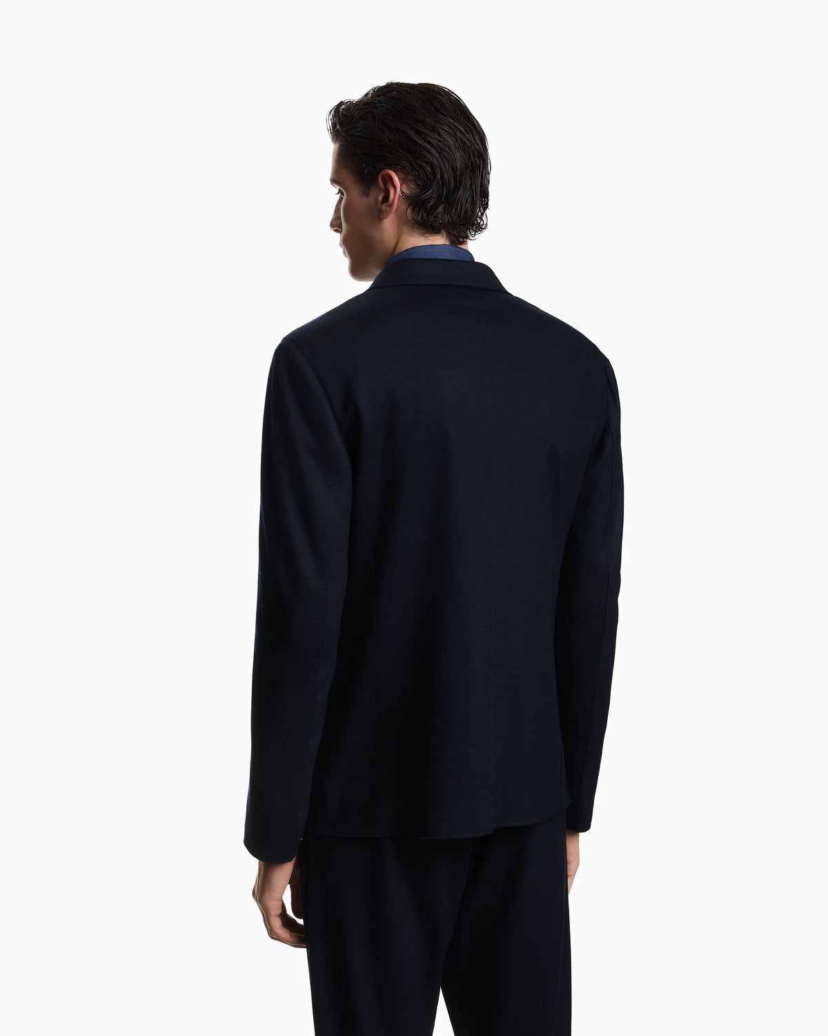 Double-breasted blazer in ultra-lightweight compact wool jersey
