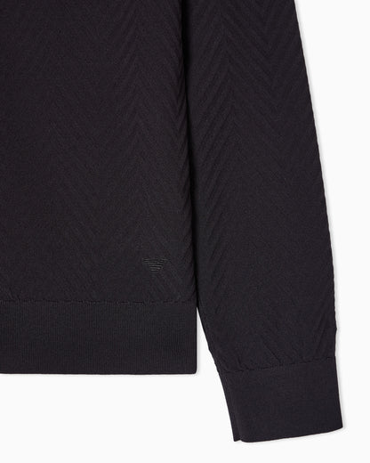 Icon viscose blend chevron full-zip cardigan
