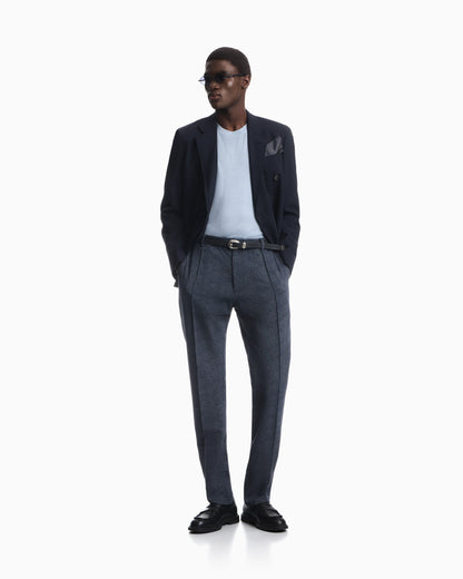 Trousers in printed seersucker