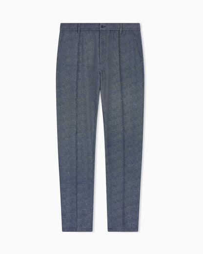 Trousers in printed seersucker