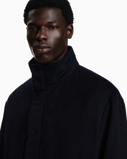 2-in-1 full-zip coat in pure combed cashmere