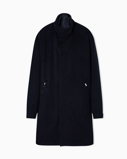 2-in-1 full-zip coat in pure combed cashmere
