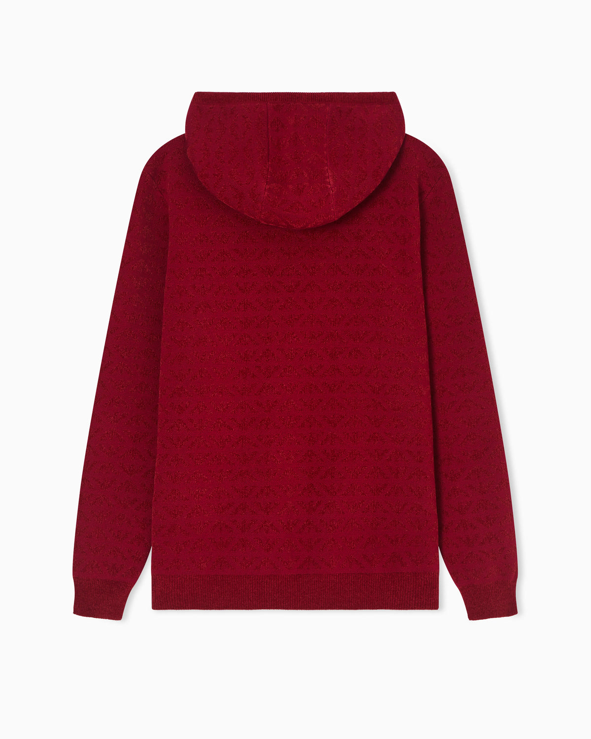 Virgin-wool blend hooded jumper with all-over eagle