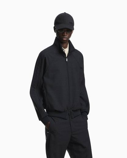 Icon full-zip blouson in stretch wool blend canvas