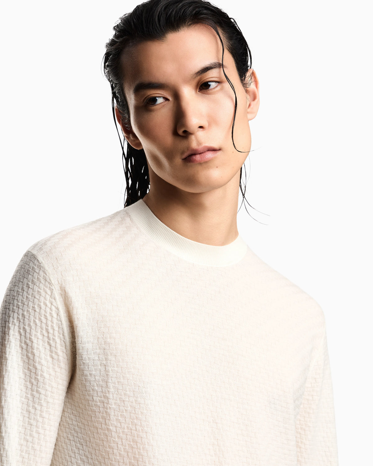 Virgin-wool jumper with a check motif