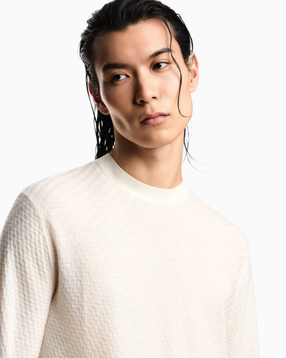 Virgin-wool jumper with a check motif