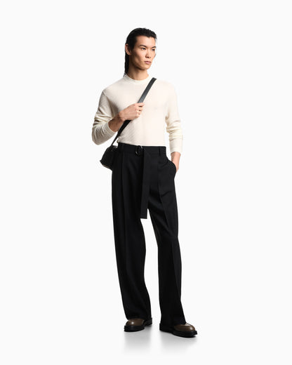 Virgin-wool jumper with a check motif