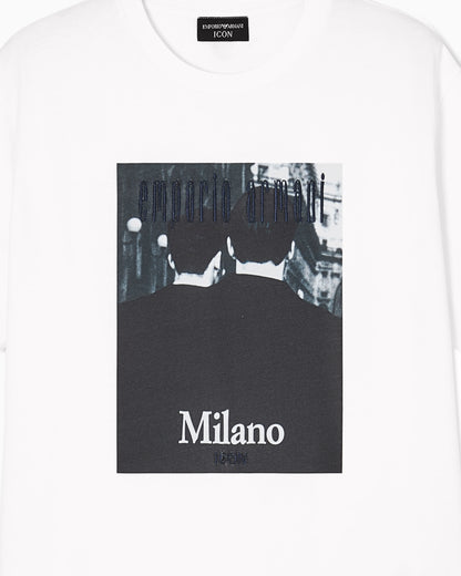 Icon jersey T-shirt with photographic print and embroidery