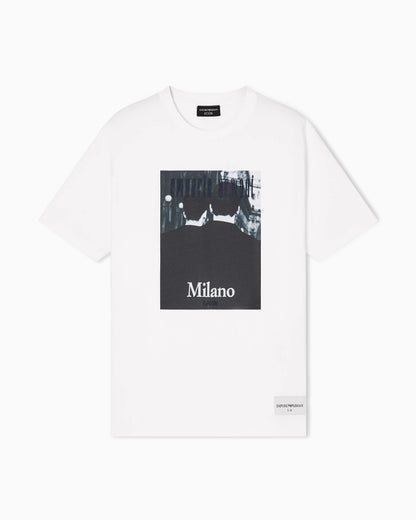 Icon jersey T-shirt with photographic print and embroidery