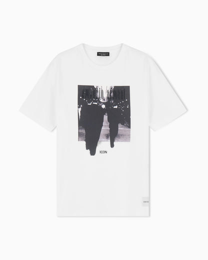 Icon jersey T-shirt with photographic print and embroidery