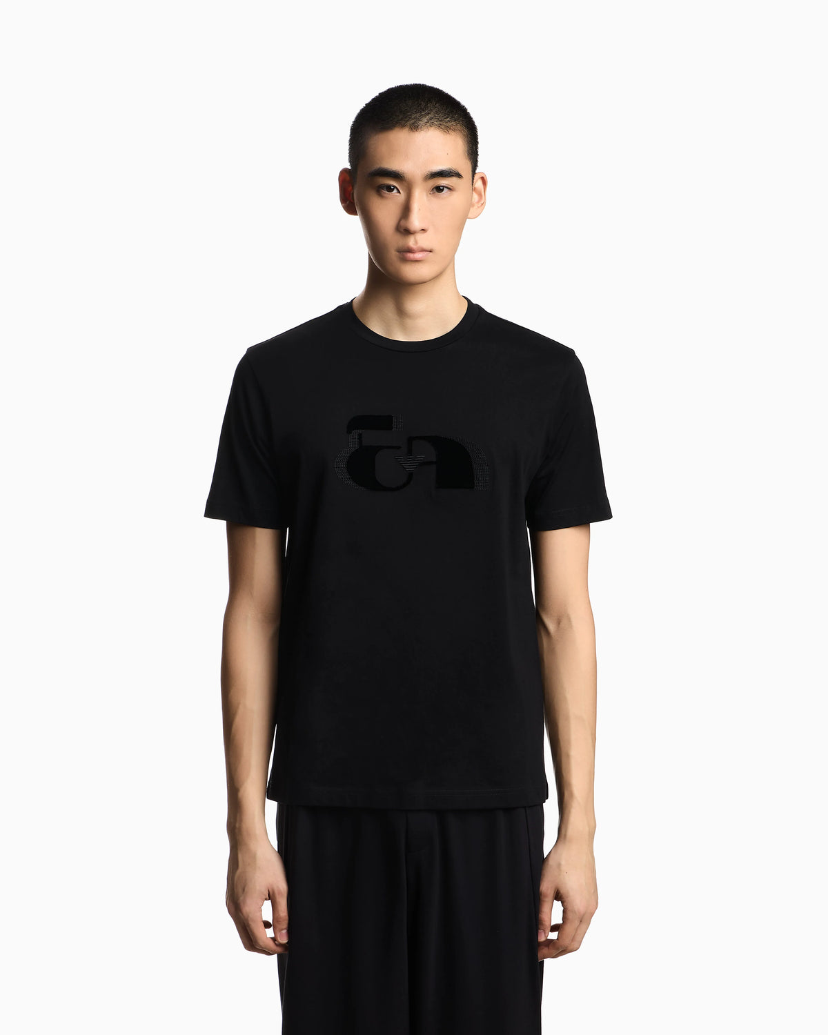 Jersey T-shirt with op-art embroidery