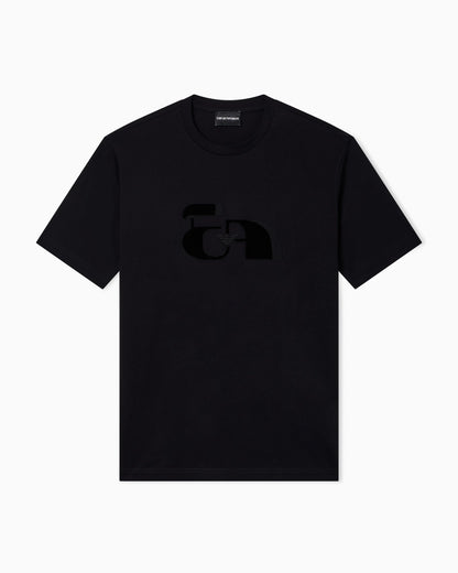 Jersey T-shirt with op-art embroidery