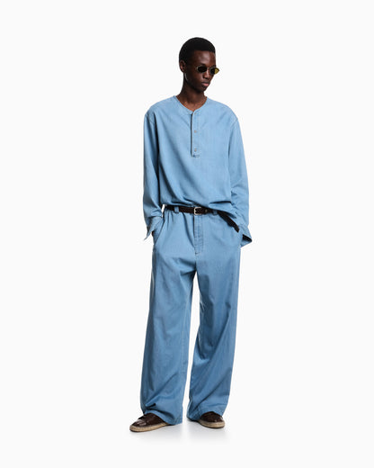 Icon lightweight denim wide-leg trousers