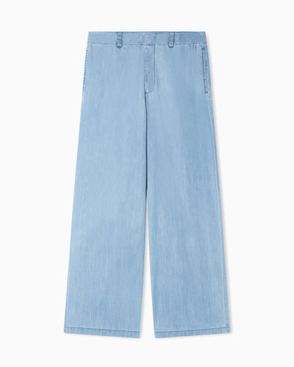 Icon lightweight denim wide-leg trousers