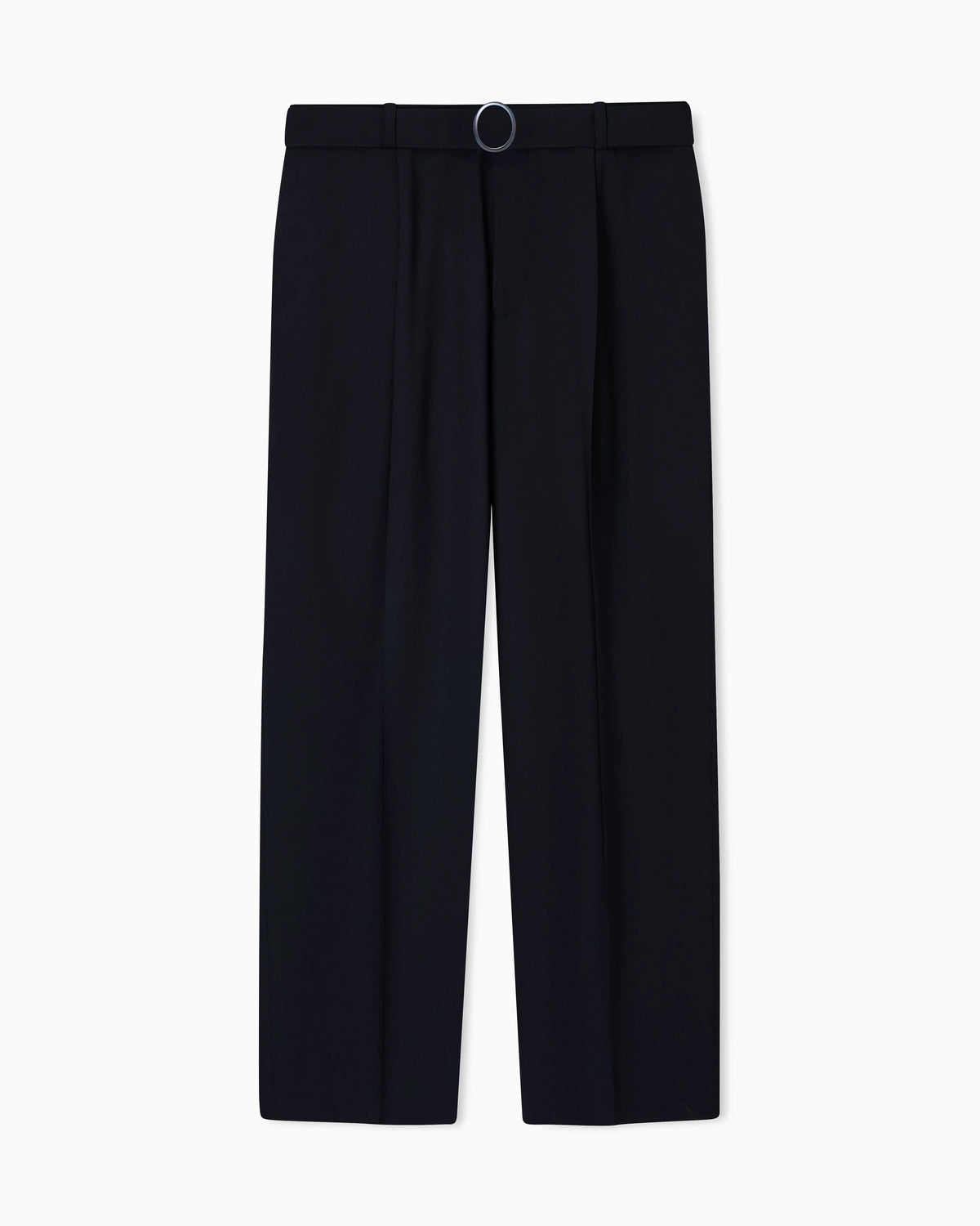 Trousers with pleats and belt in stretch wool canvas