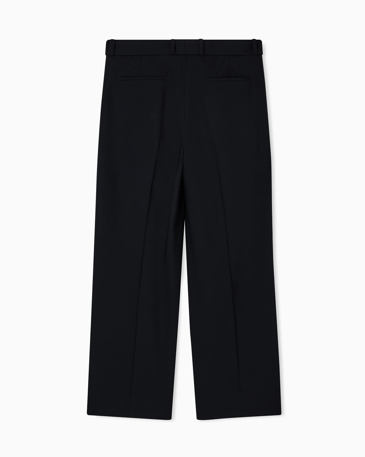 Trousers with pleats and belt in stretch wool canvas