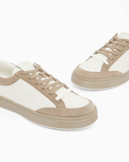 Leather sneakers with suede details