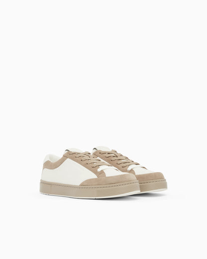 Leather sneakers with suede details