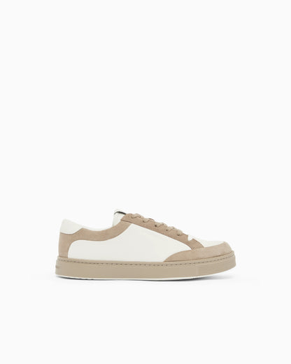 Leather sneakers with suede details