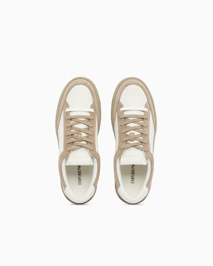 Leather sneakers with suede details