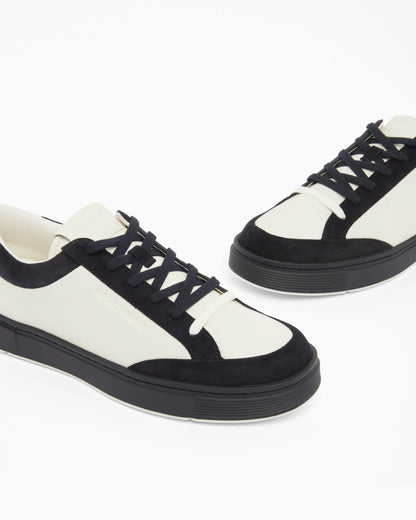 Leather sneakers with suede details