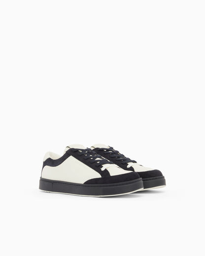 Leather sneakers with suede details