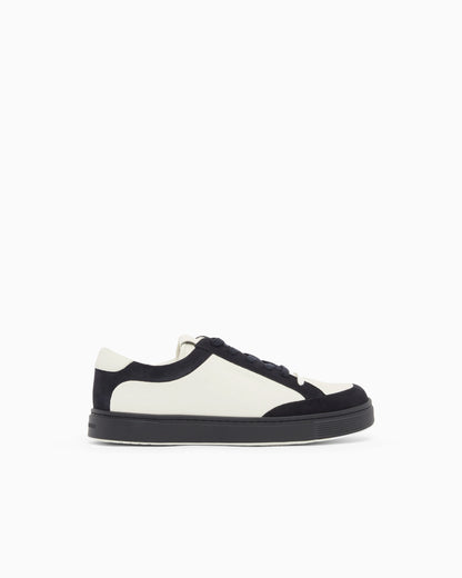 Leather sneakers with suede details