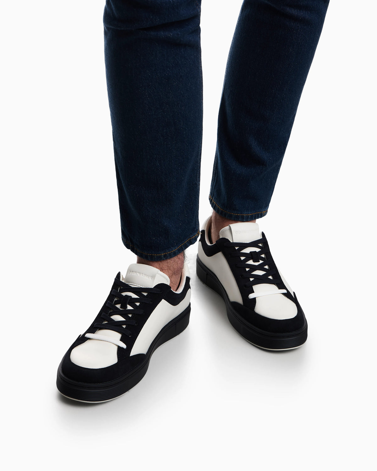 Leather sneakers with suede details