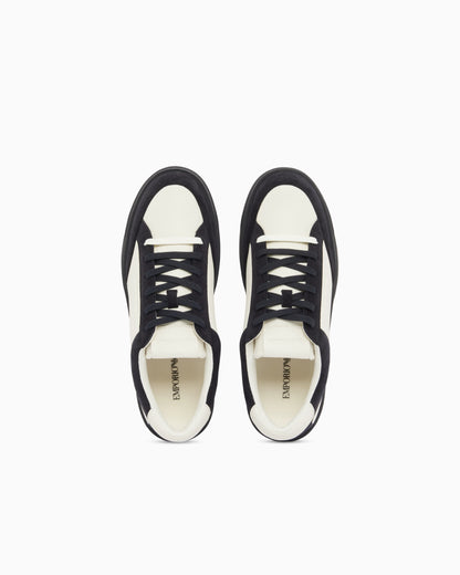 Leather sneakers with suede details
