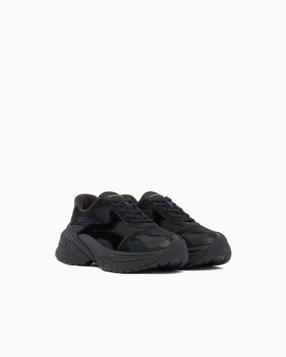 Sneakers with mesh suede and a chunky rubber sole