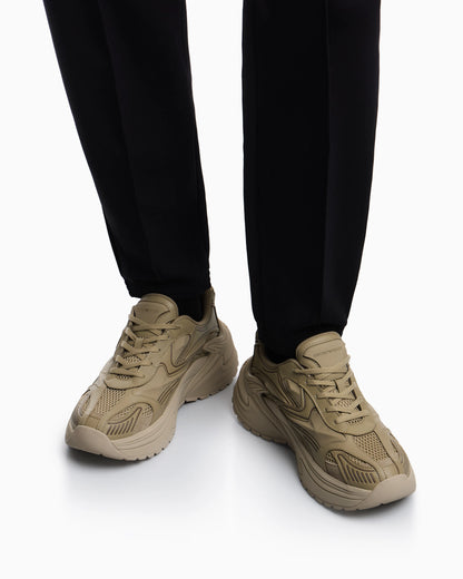 Suede and mesh sneakers