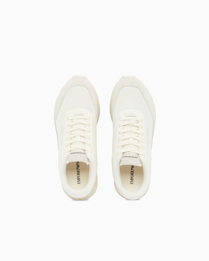 Cordura sneakers with suede details and side logo