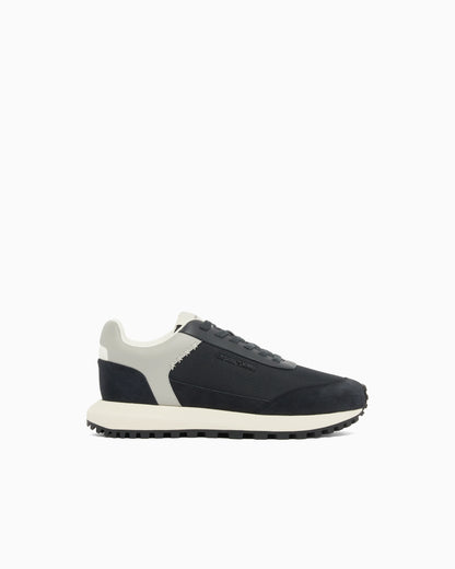 Cordura sneakers with suede details and side logo