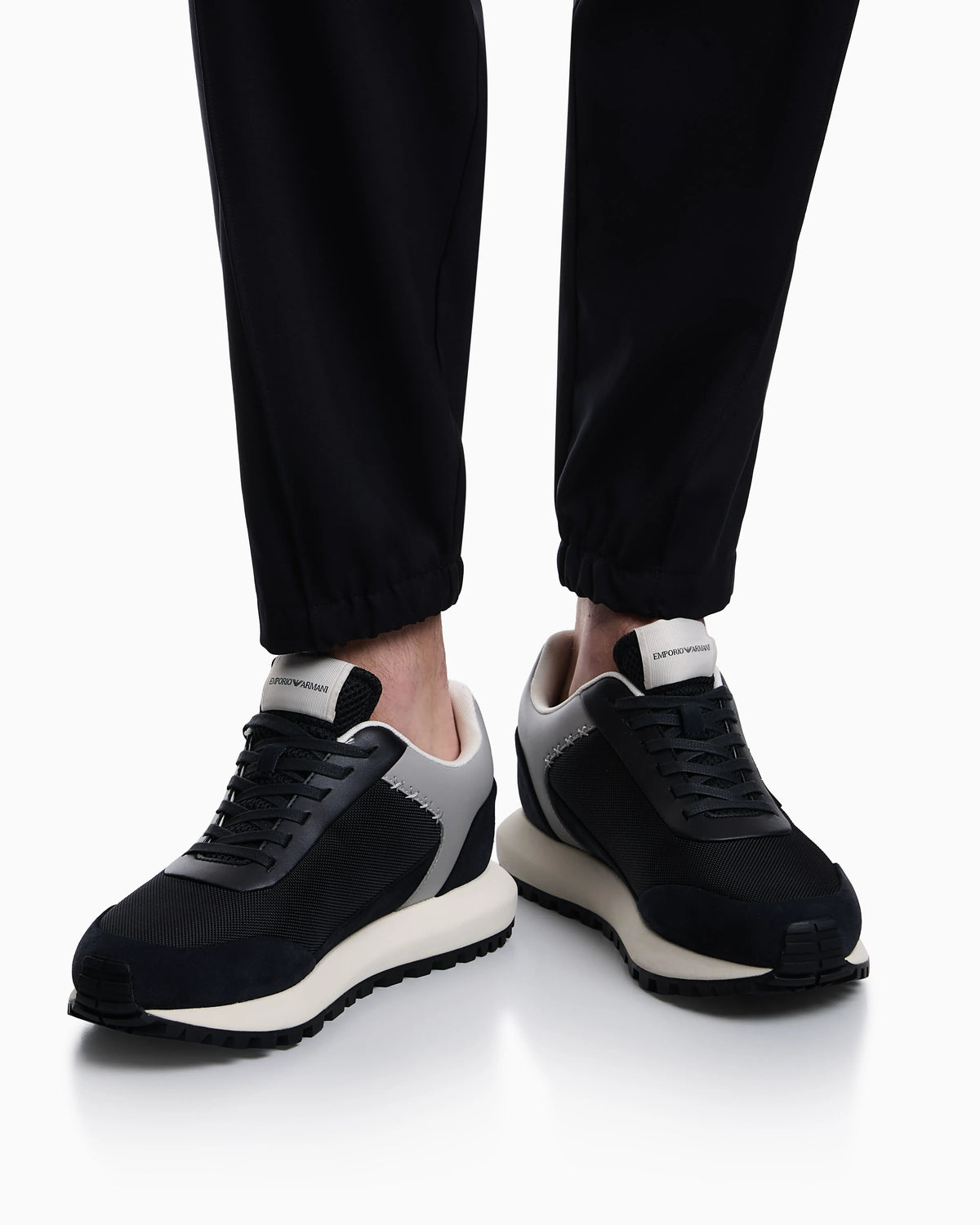Cordura sneakers with suede details and side logo