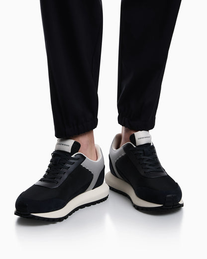 Cordura sneakers with suede details and side logo