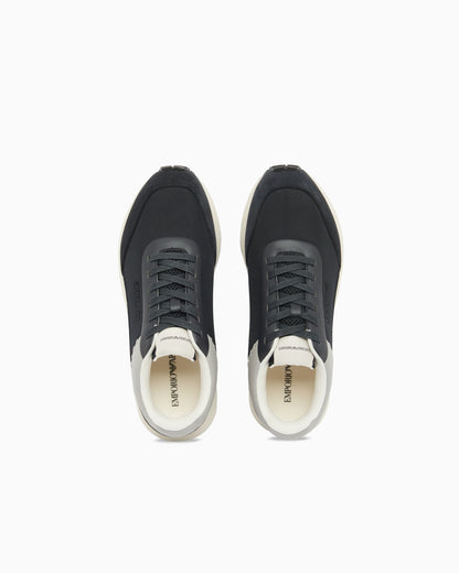 Cordura sneakers with suede details and side logo