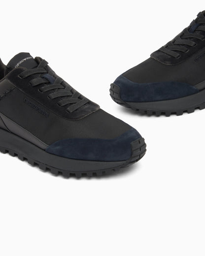 Lace-up sneakers in suede and velvet with Cordura details