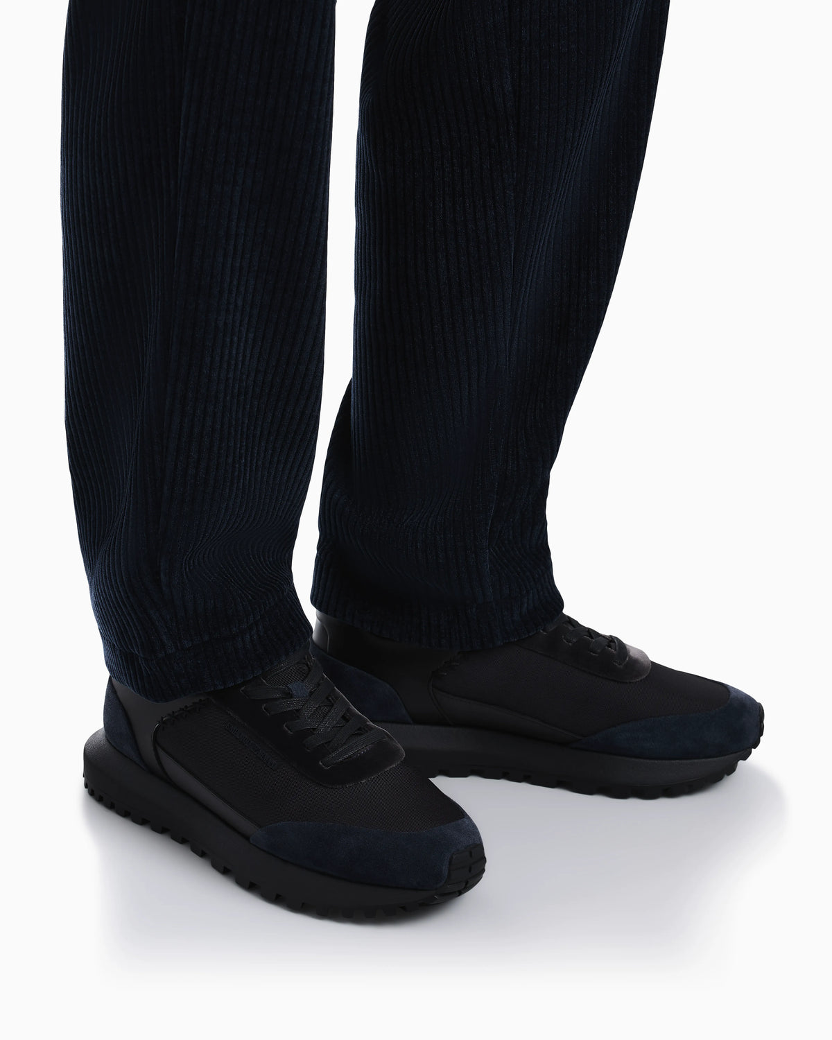 Lace-up sneakers in suede and velvet with Cordura details