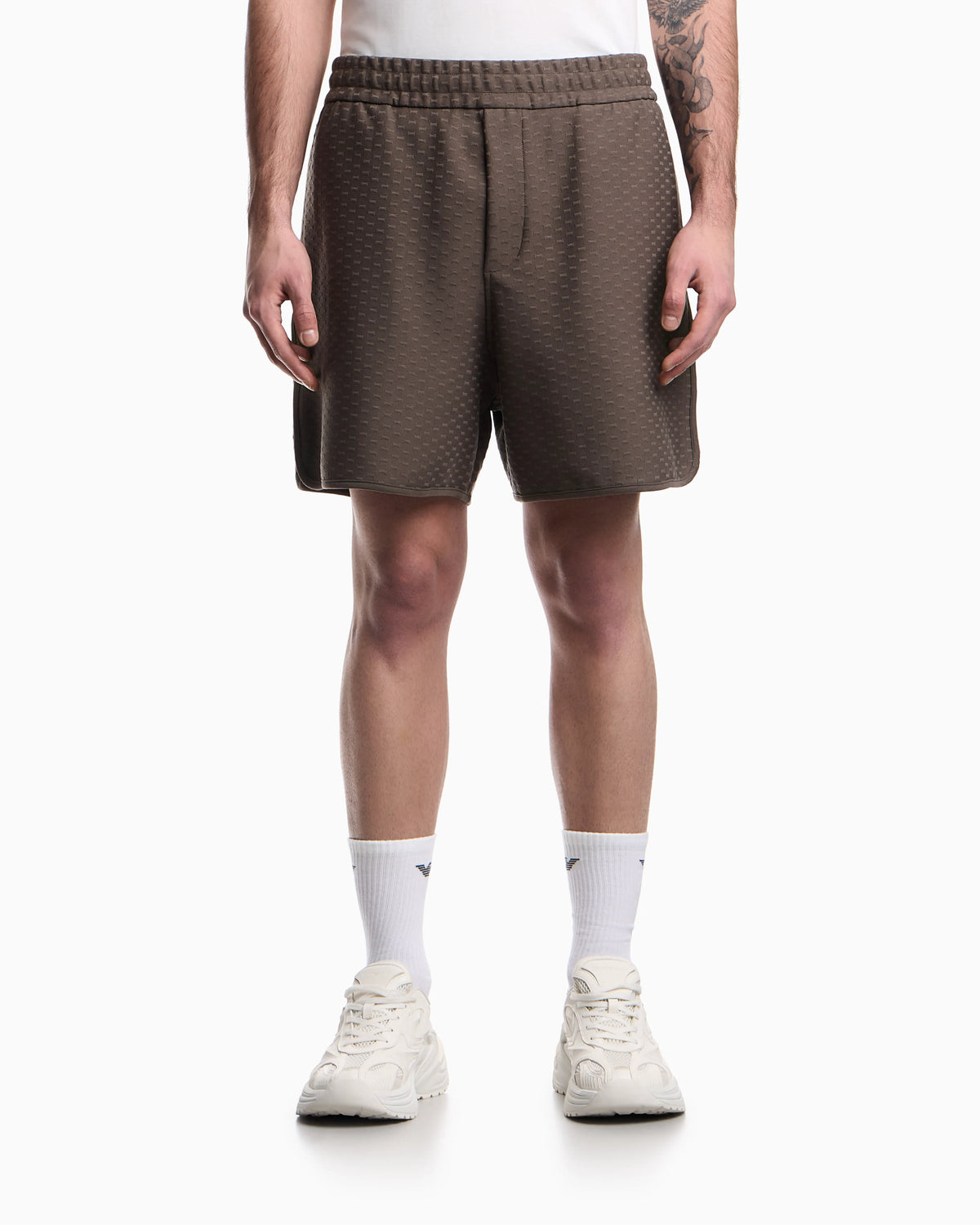 Shorts in all-over micro eagle jacquard jersey