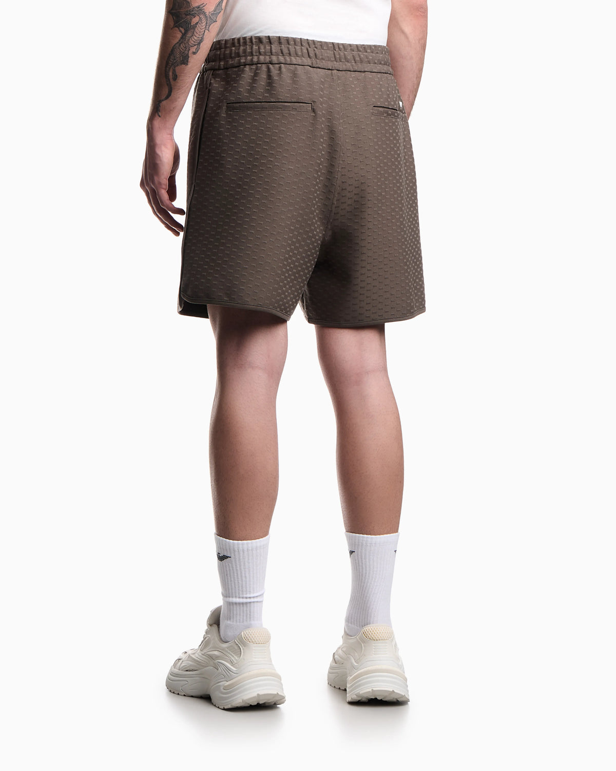 Shorts in all-over micro eagle jacquard jersey