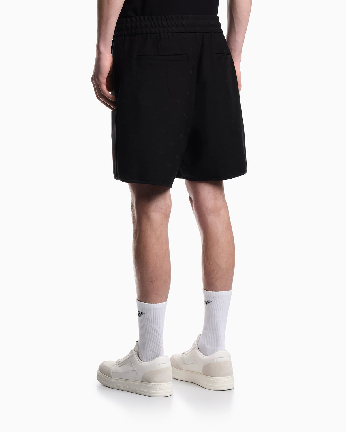 Shorts in all-over micro eagle jacquard jersey