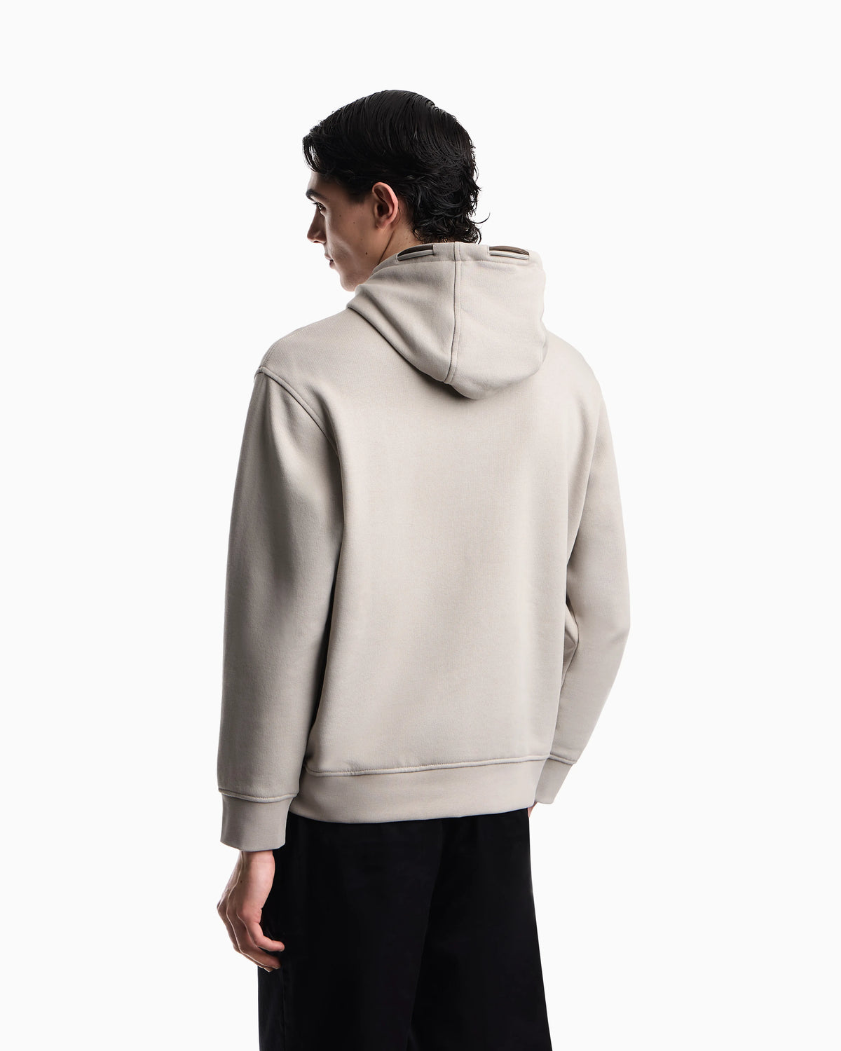 Loose-fit hooded sweatshirt in French terry jersey with a domed eagle